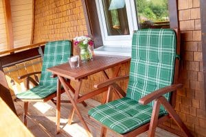 Balkon der Ferienwohnung Kamille in der Josenmuehle - gemütliche Stunden können darauf verbracht werden